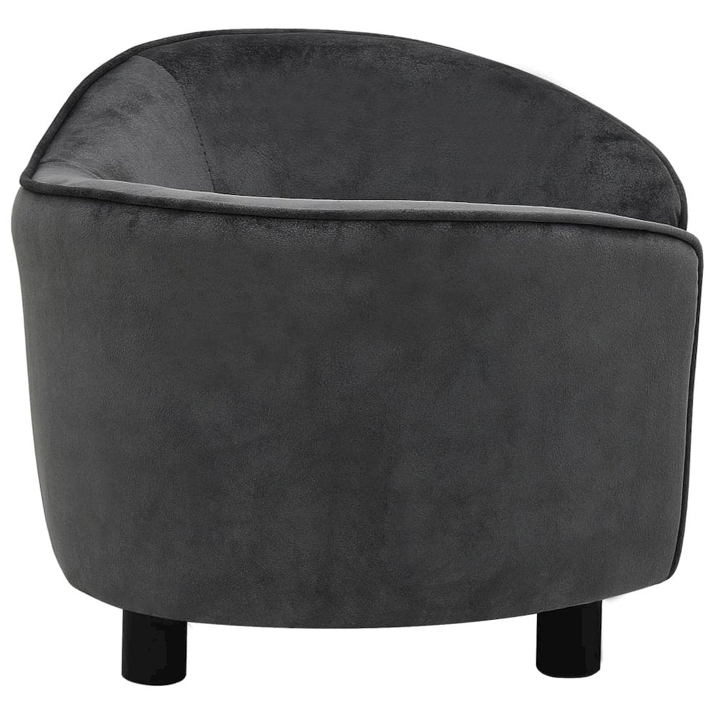 Dog Sofa Dark Grey Plush (80% Polyester, 20% Cotton), Solid Fir Wood