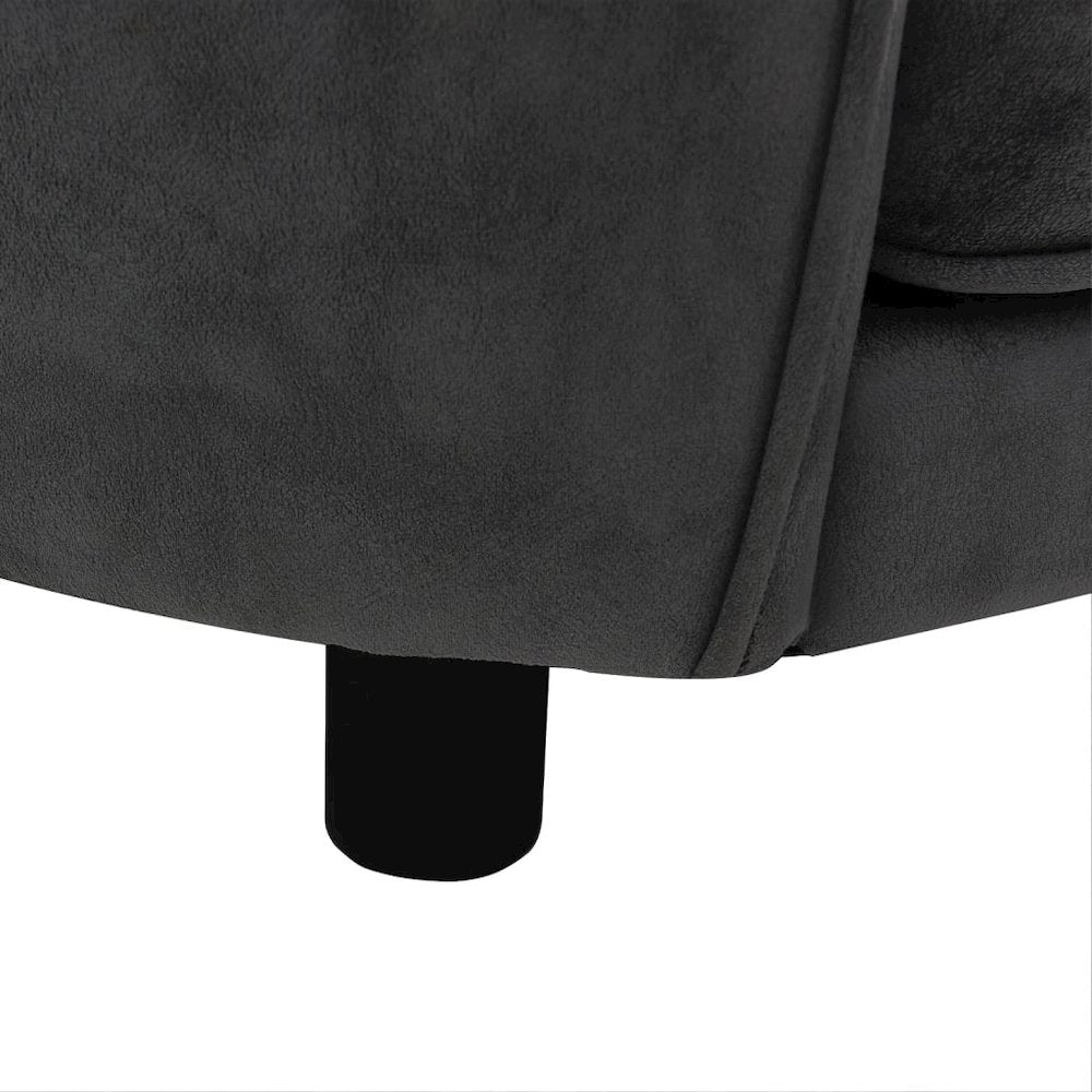 Dog Sofa Dark Grey Plush (80% Polyester, 20% Cotton), Solid Fir Wood