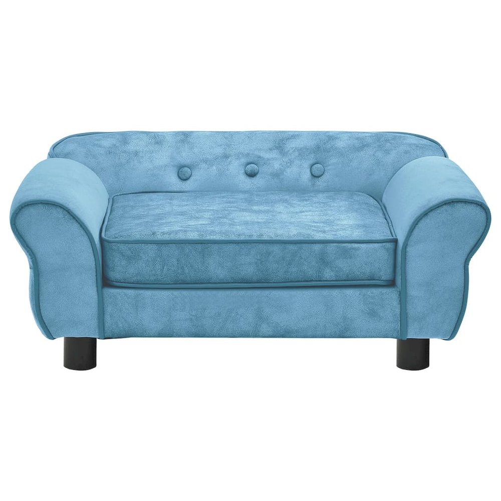 Dog Sofa Turquoise Plush, Foam, Wood Small Removable Covers