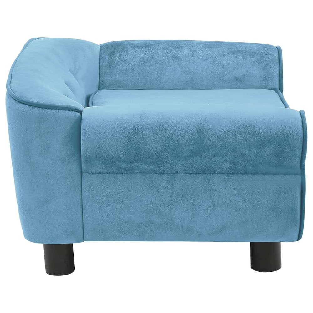 Dog Sofa Turquoise Plush, Foam, Wood Small Removable Covers