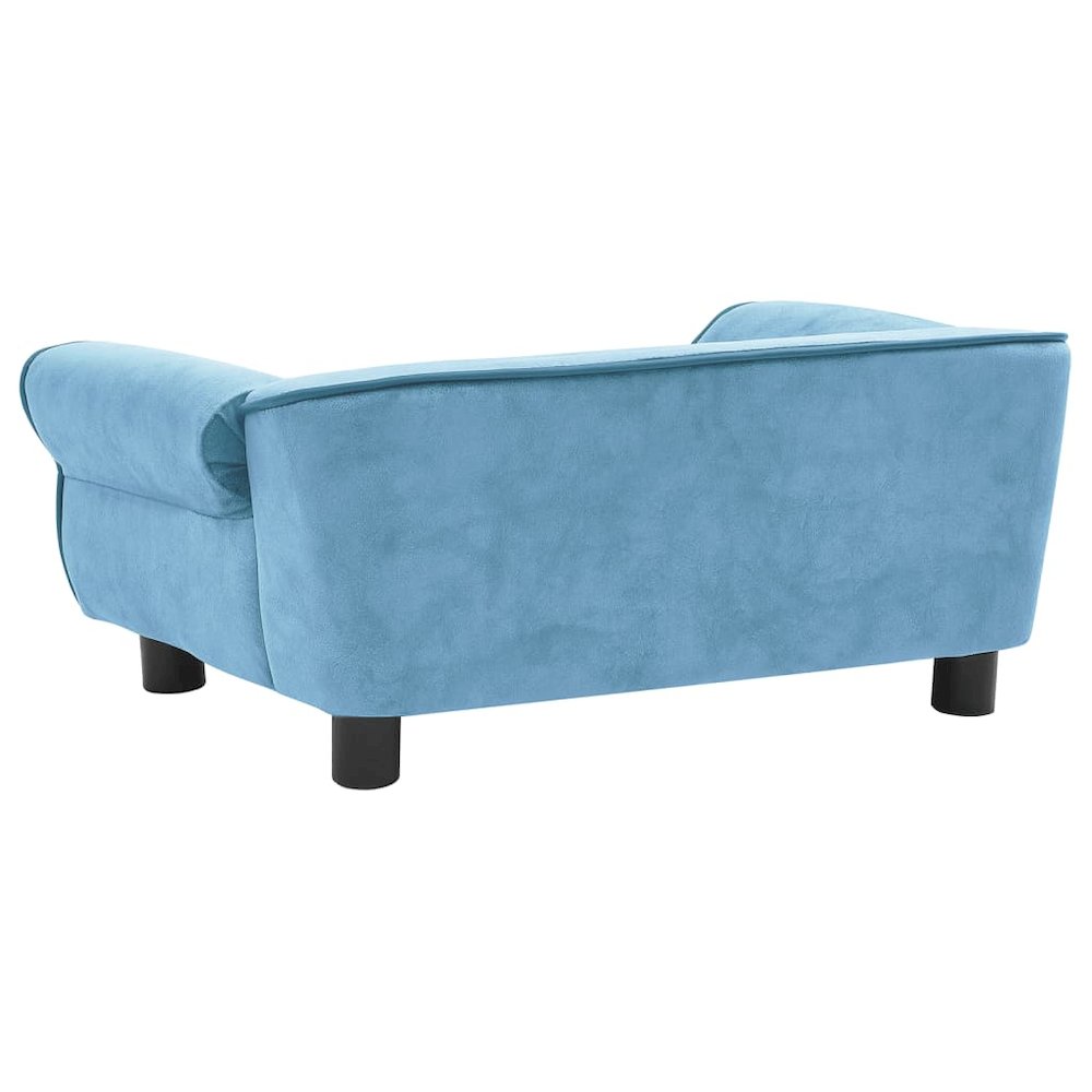 Dog Sofa Turquoise Plush, Foam, Wood Small Removable Covers