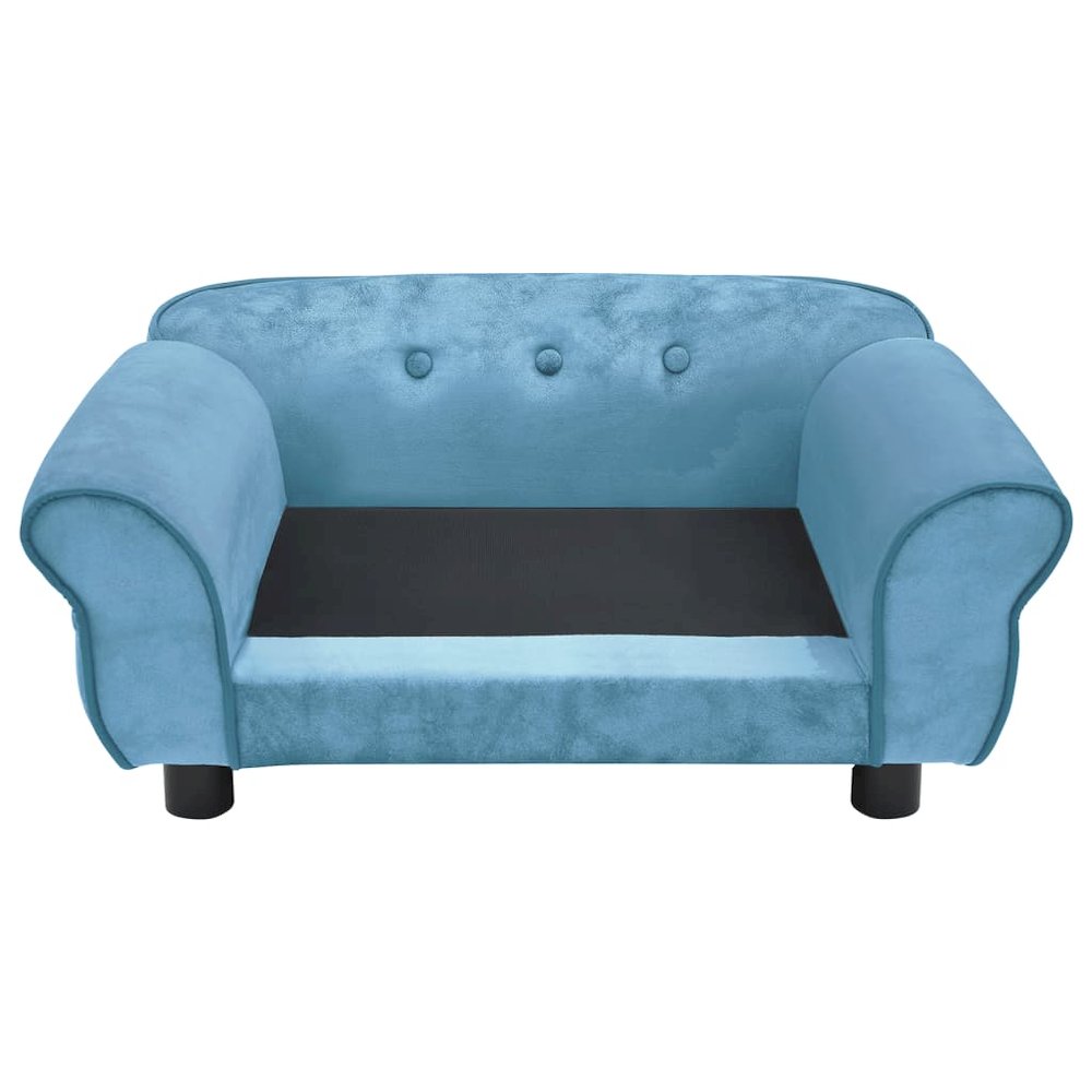 Dog Sofa Turquoise Plush, Foam, Wood Small Removable Covers