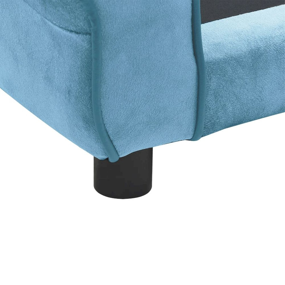 Dog Sofa Turquoise Plush, Foam, Wood Small Removable Covers