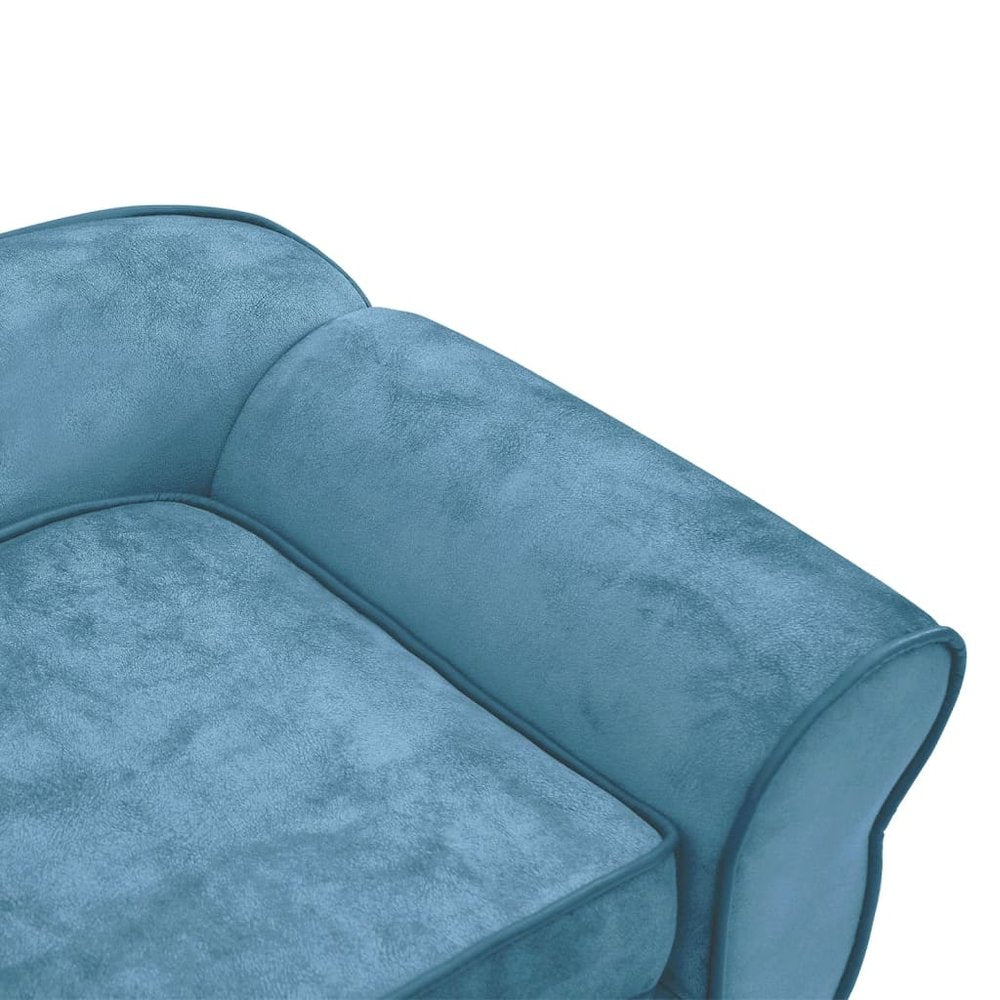 Dog Sofa Turquoise Plush, Foam, Wood Small Removable Covers