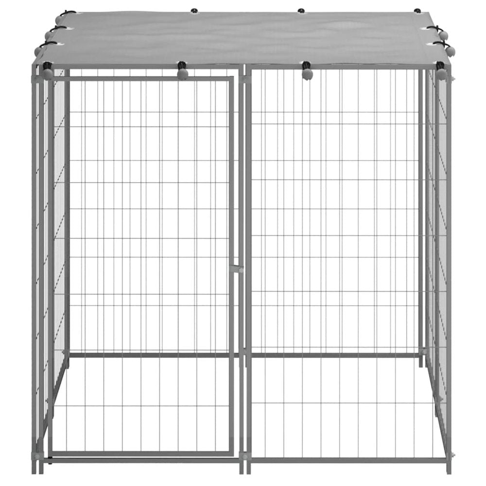 Dog Kennel Silver and grey Steel, Polyethylene (PE) 43.3 in