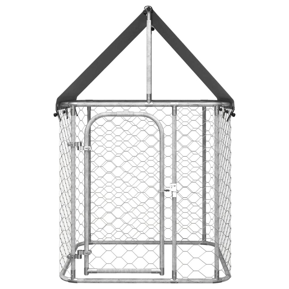Dog Kennel Silver Galvanized Steel Large Durable 39.4W x 39.4D x 59.1H