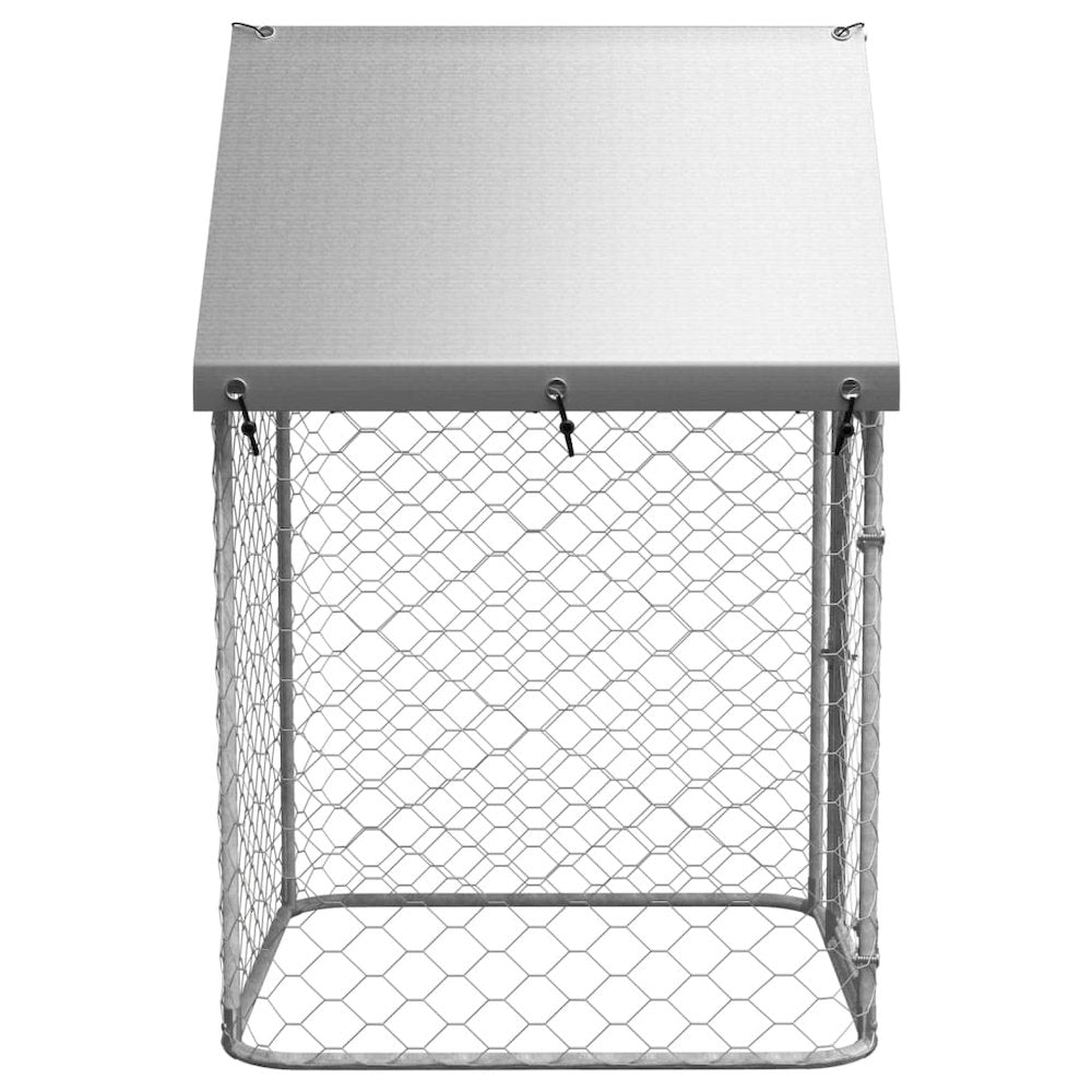 Dog Kennel Silver Galvanized Steel Large Durable 39.4W x 39.4D x 59.1H