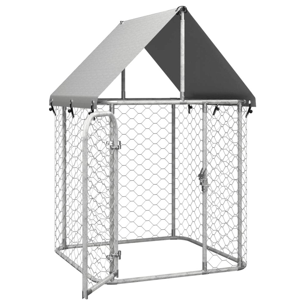 Dog Kennel Silver Galvanized Steel Large Durable 39.4W x 39.4D x 59.1H