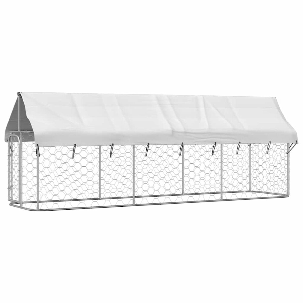 Dog Kennel Silver Galvanized Steel, 100% Polyethylene Large