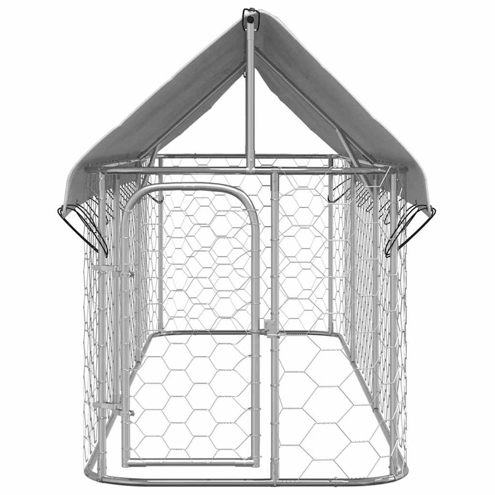 Dog Kennel Silver Galvanized Steel, 100% Polyethylene Large