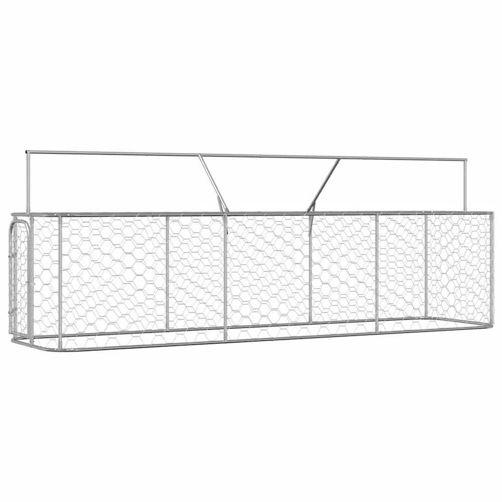 Dog Kennel Silver Galvanized Steel, 100% Polyethylene Large
