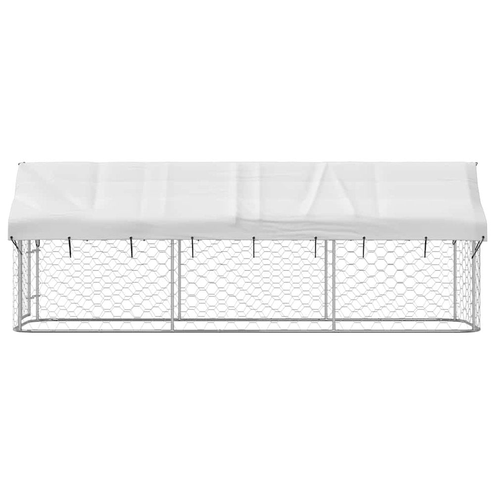 Dog Kennel Silver Galvanized Steel, 100% Polyethylene Large