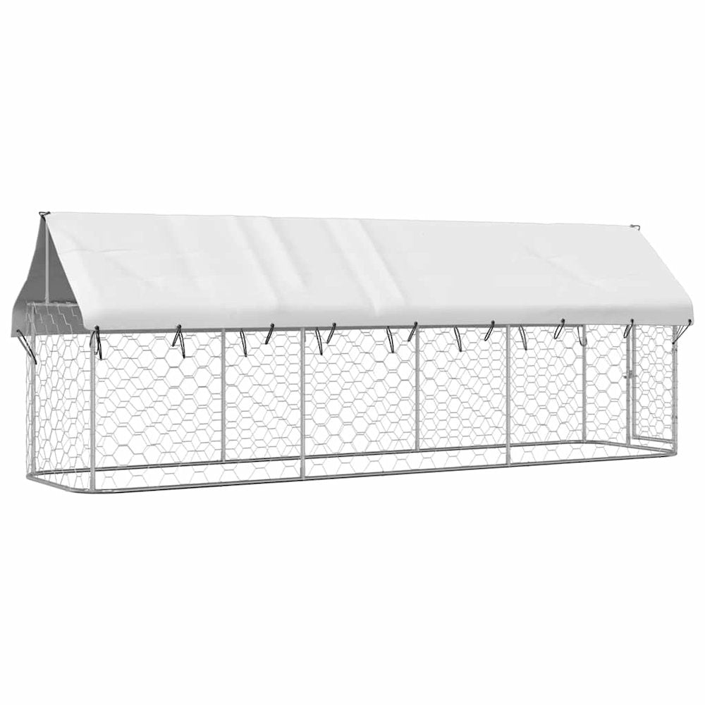 Dog Kennel Silver Galvanized Steel, 100% Polyethylene Large