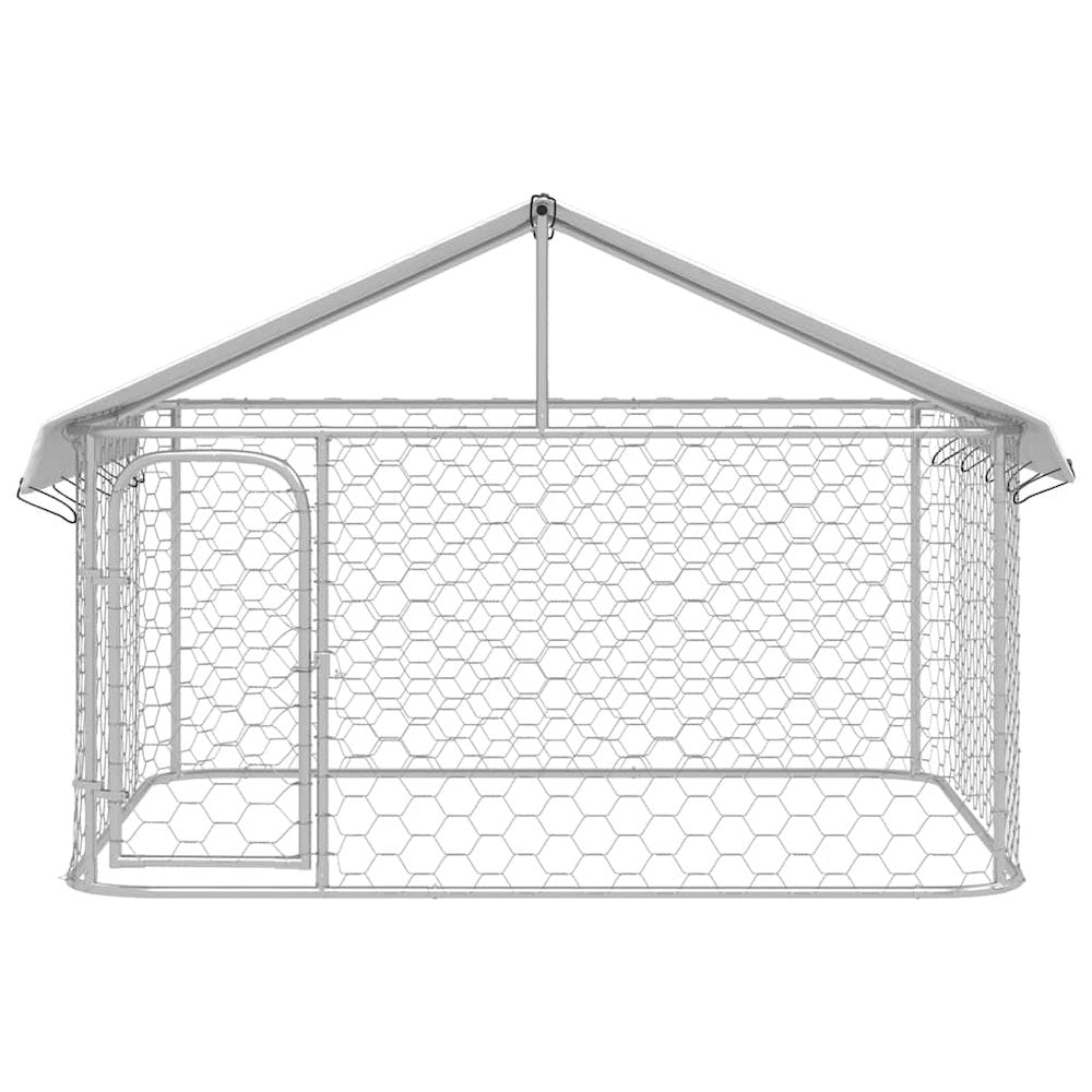Dog Kennel Silver Galvanized Steel, Polyethylene Large