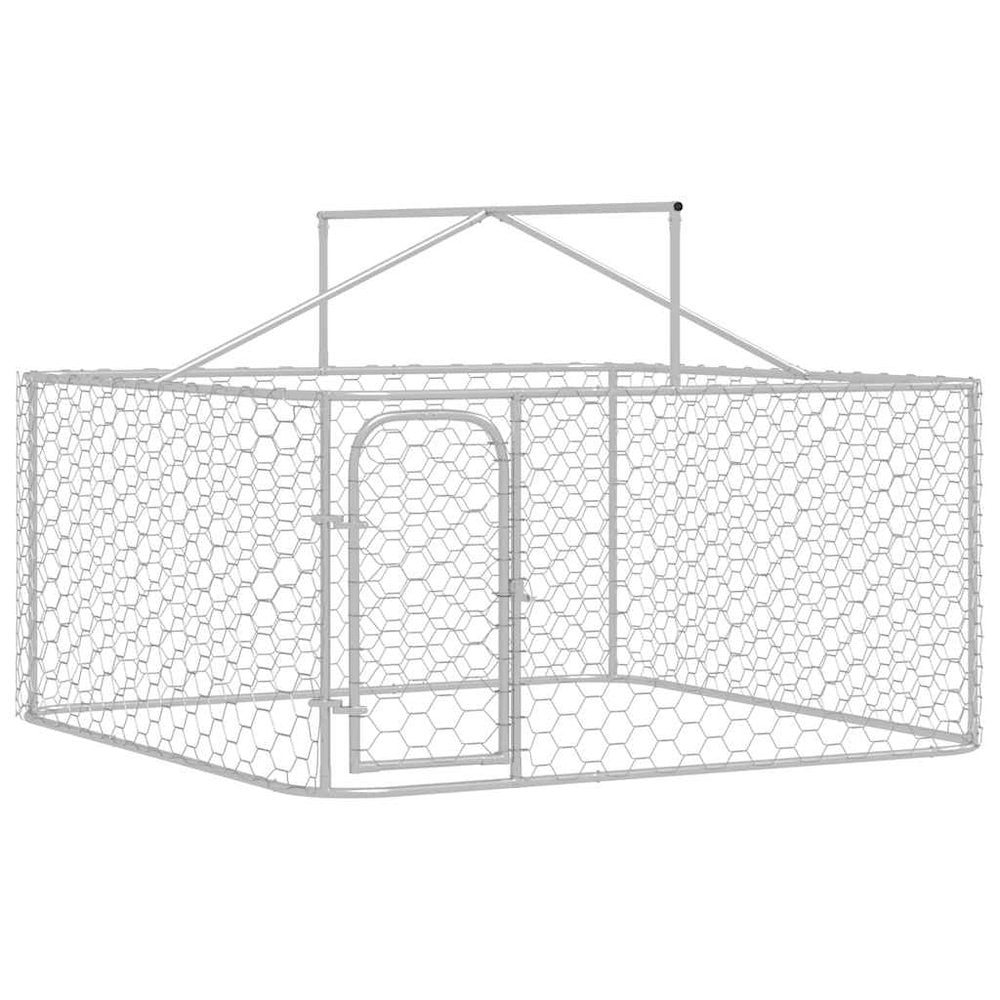 Dog Kennel Silver Galvanized Steel, Polyethylene Large