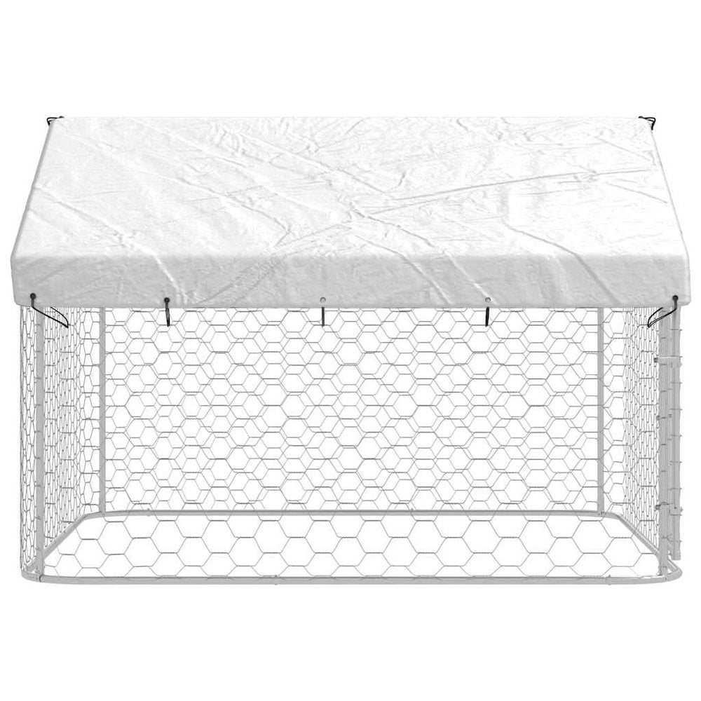 Dog Kennel Silver Galvanized Steel, Polyethylene Large