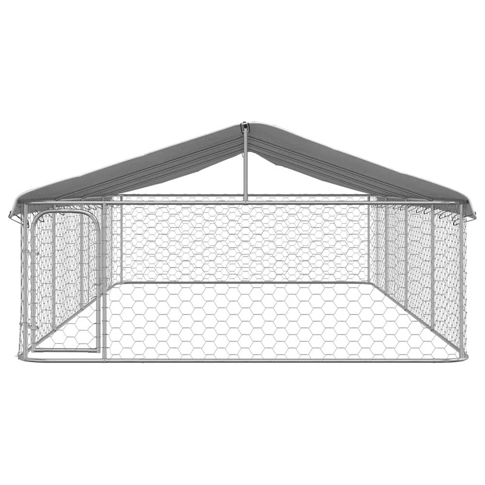 Dog Kennel Silver Galvanized Steel Large Rectangular 118.1W x 236.2D x 59.1H