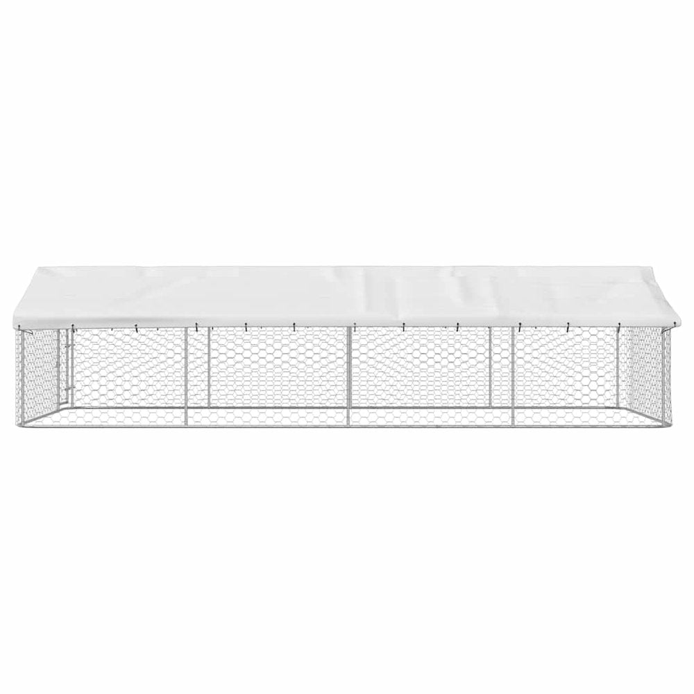 Dog Kennel Silver Galvanized Steel Large Rectangular 118.1W x 236.2D x 59.1H