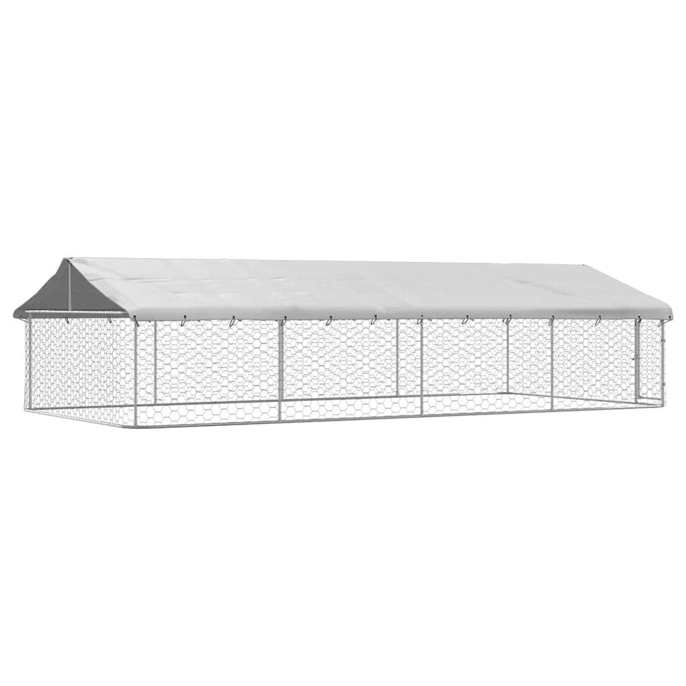 Dog Kennel Silver Galvanized Steel Large Rectangular 118.1W x 236.2D x 59.1H