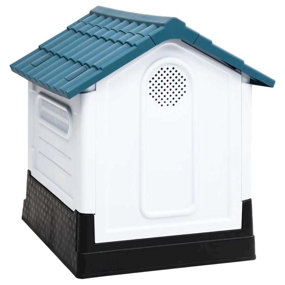 Dog House Blue, White, Black Polypropylene 22.4W x 26.8D x 26H