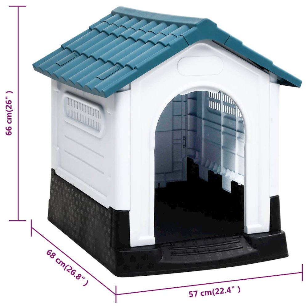 Dog House Blue, White, Black Polypropylene 22.4W x 26.8D x 26H