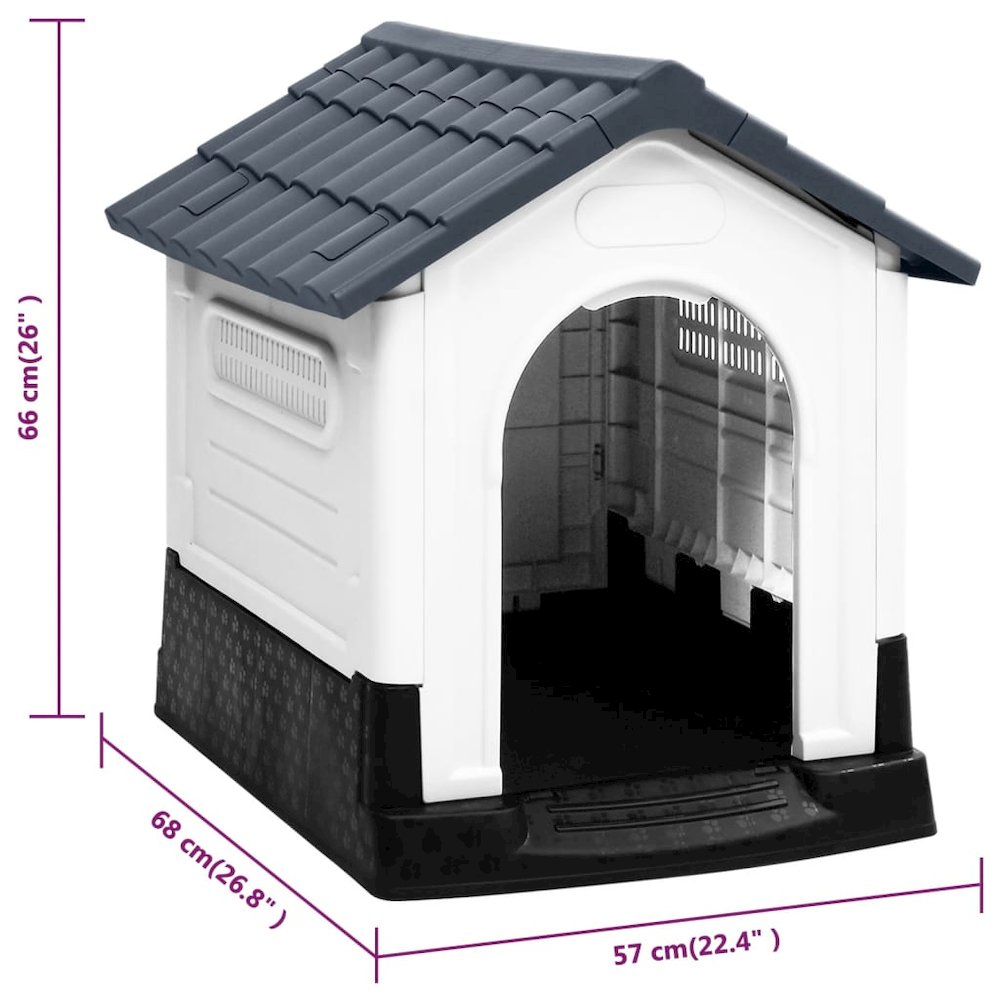 Dog House Grey, White, Black Polypropylene Small Durable