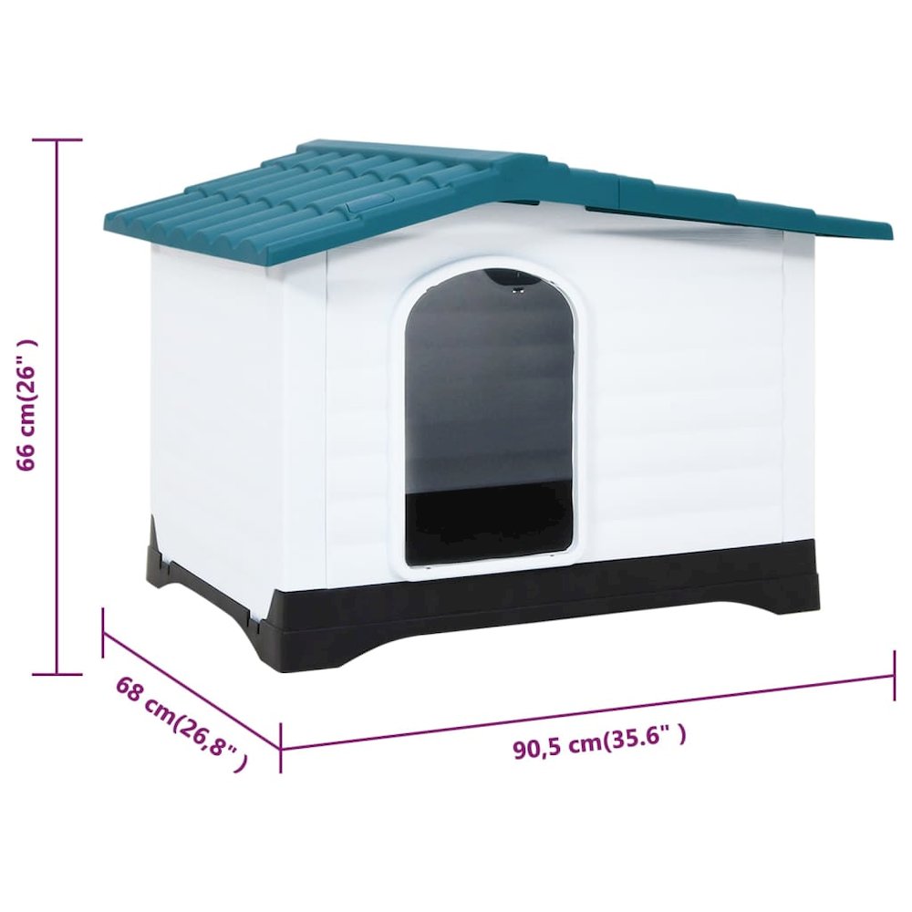 Dog House Blue, White, Black Polypropylene 35.6W x 26.8D x 26H