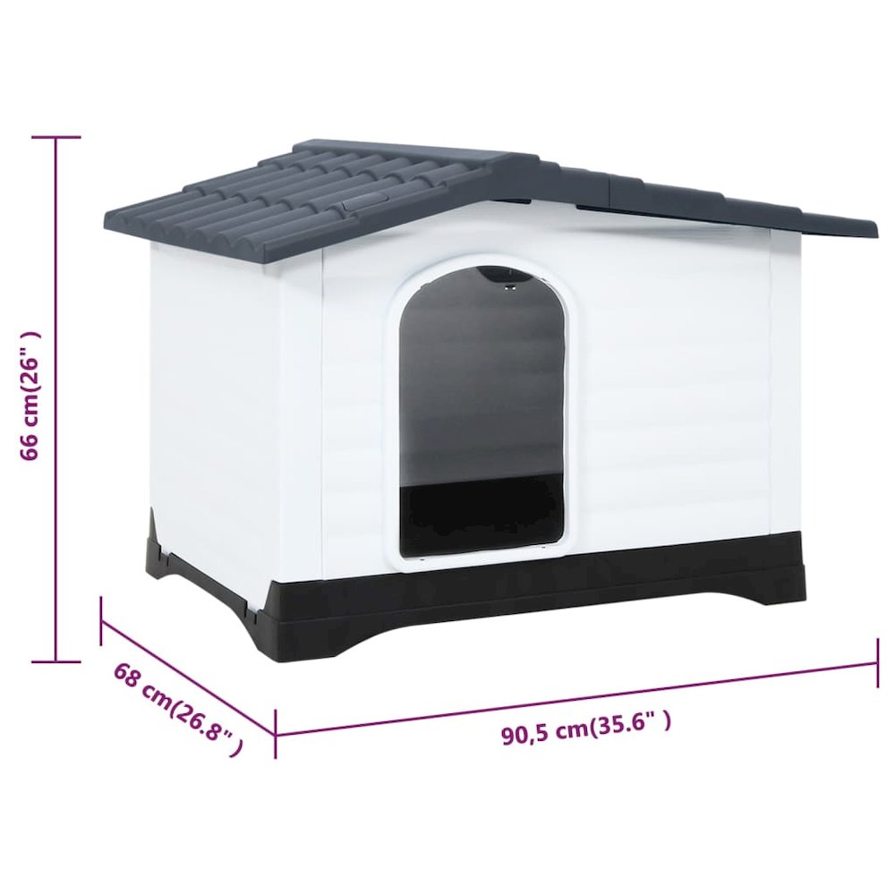 Dog House Grey, White, Black Polypropylene Small