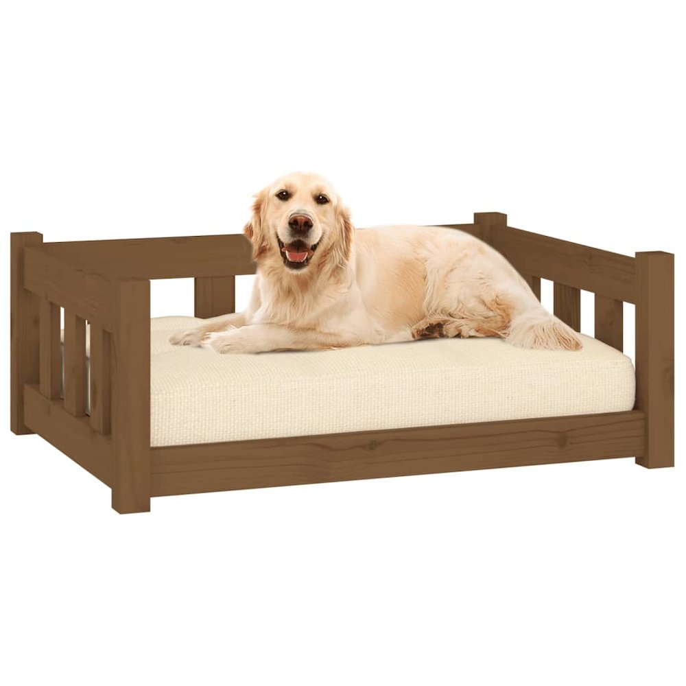 Dog Bed Honey Brown Solid Pine Wood Medium Durable