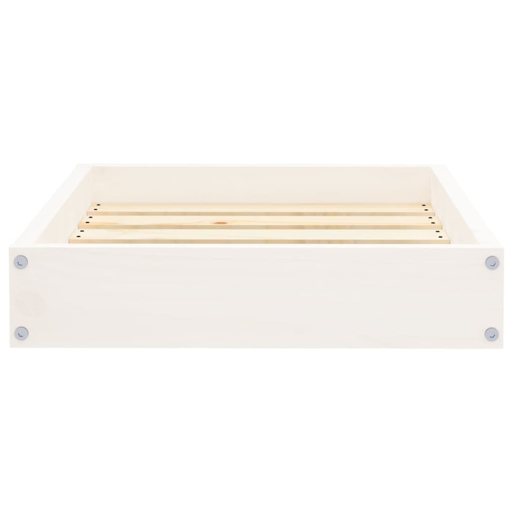 Dog Bed White Solid Pine Wood Small Rectangular