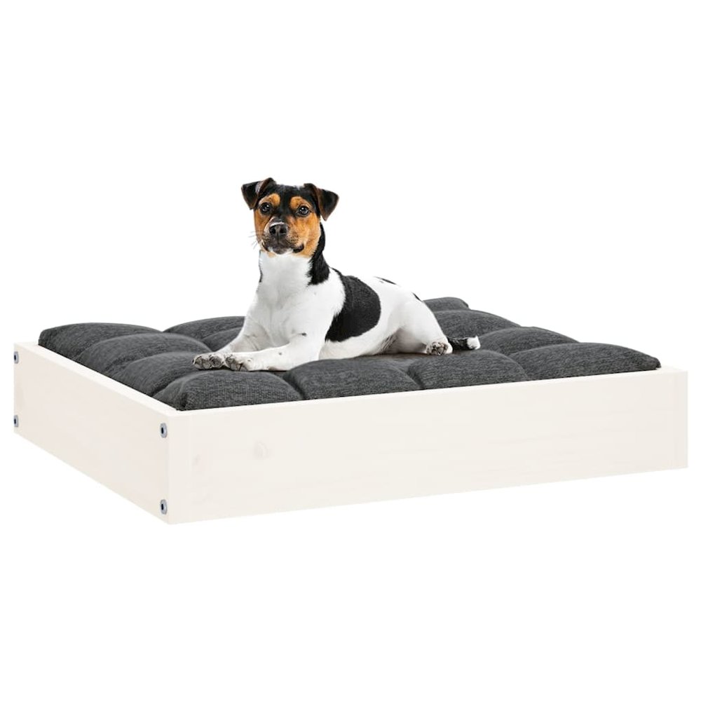 Dog Bed White Solid Pine Wood Small Rectangular