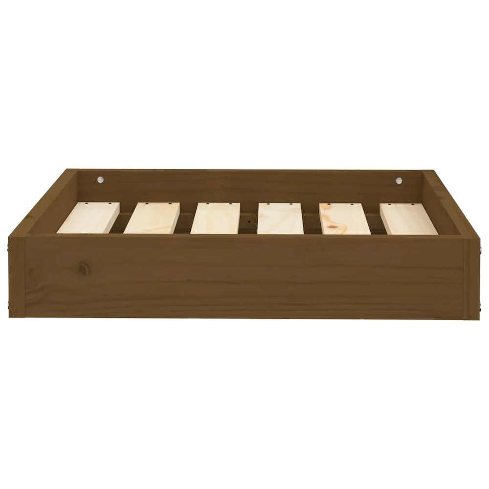 Dog Bed Honey Brown Solid Pine Wood 20.3W x 17.3D x 3.5H