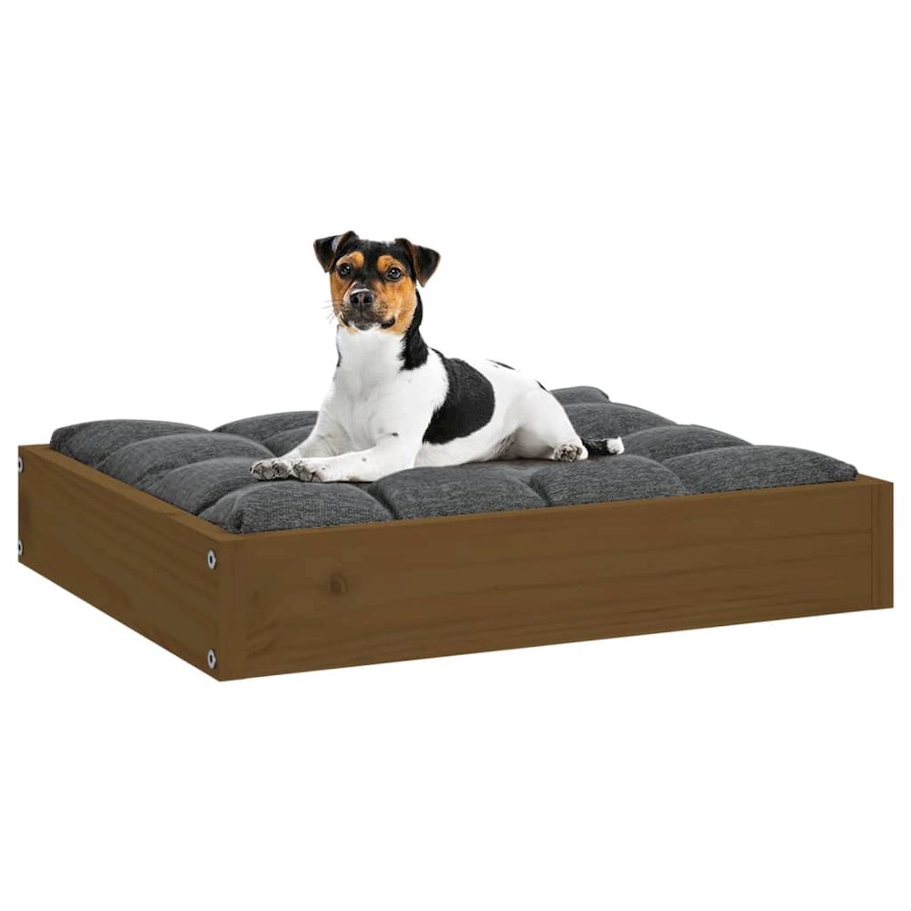 Dog Bed Honey Brown Solid Pine Wood 20.3W x 17.3D x 3.5H