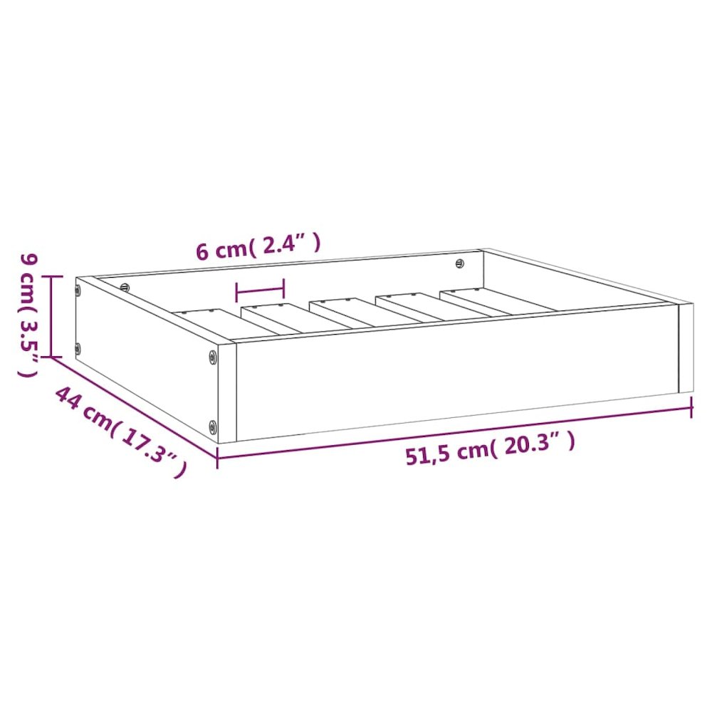 Dog Bed Honey Brown Solid Pine Wood 20.3W x 17.3D x 3.5H