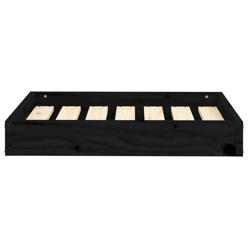 Dog Bed Black Solid Pine Wood Durable Rectangular 24.2W x 19.3D x 3.5H