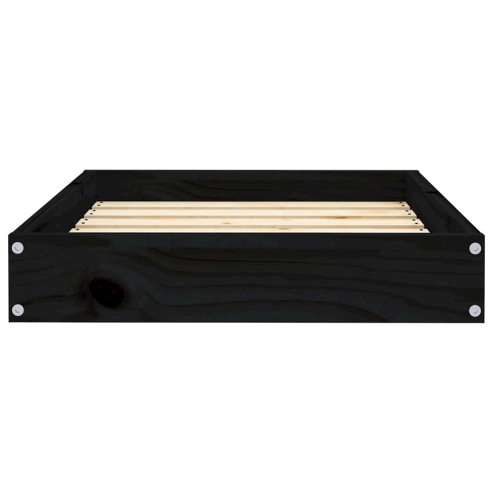 Dog Bed Black Solid Pine Wood Durable Rectangular 24.2W x 19.3D x 3.5H