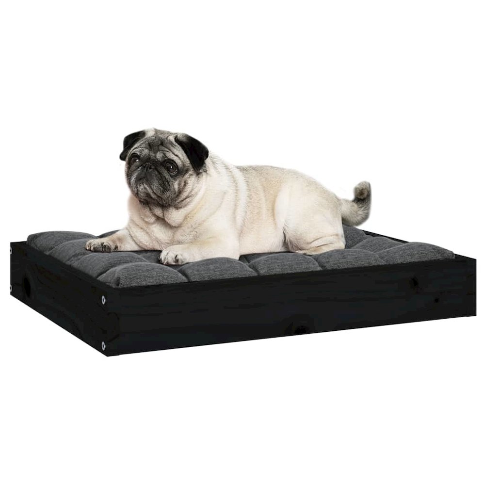 Dog Bed Black Solid Pine Wood Durable Rectangular 24.2W x 19.3D x 3.5H