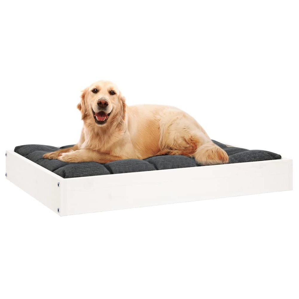 Dog Bed White Solid Pine Wood Simple