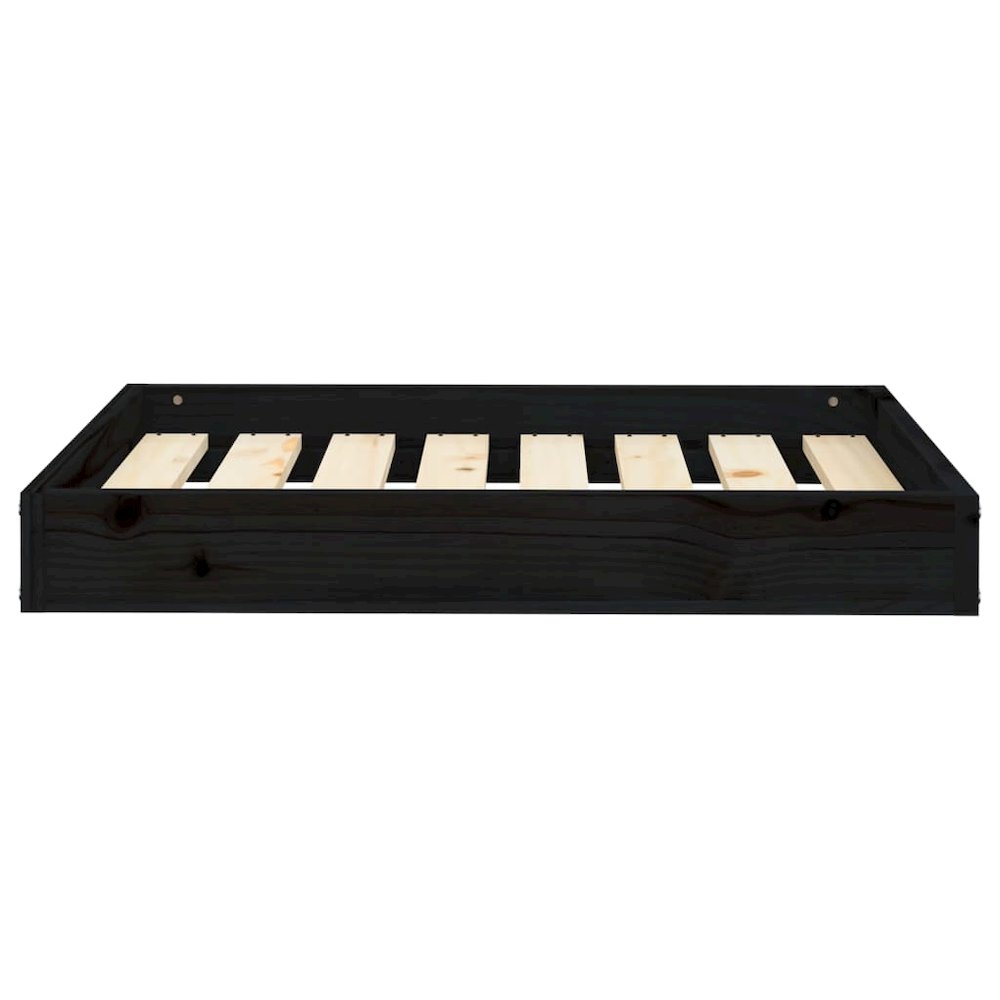 Dog Bed Black Solid Pine Wood Durable Rectangular 28.1W x 21.3D x 3.5H