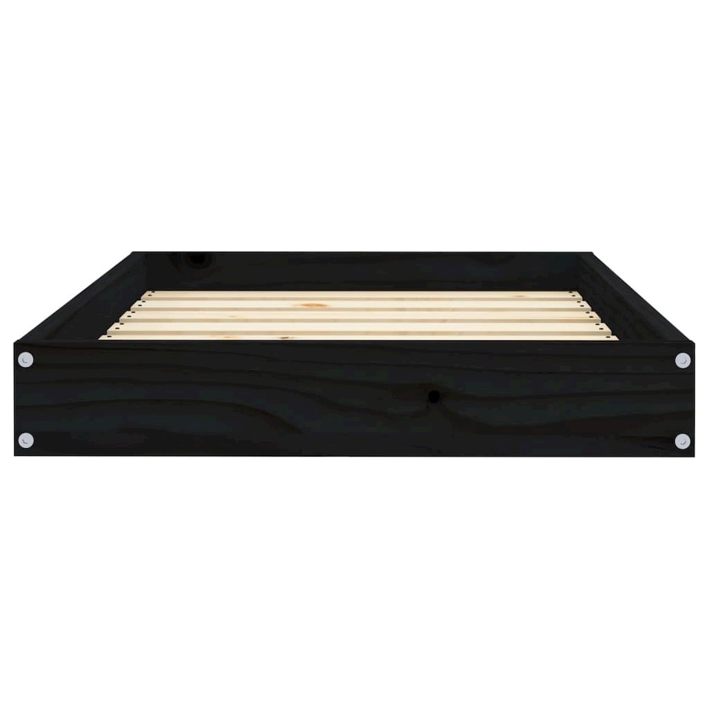 Dog Bed Black Solid Pine Wood Durable Rectangular 28.1W x 21.3D x 3.5H