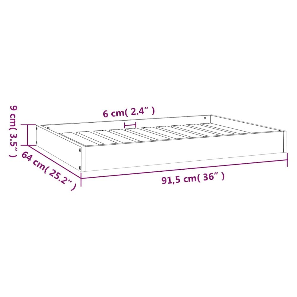 Dog Bed Natural Wood Solid Pine Wood 36.0 x 25.2 x 3.5 in Durable