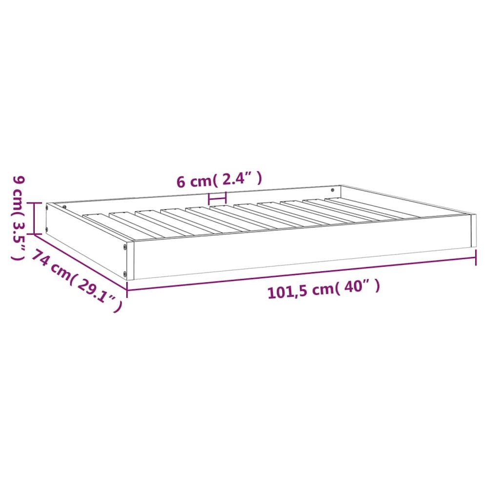 Dog Bed Natural Wood Solid Pine Wood 40.0 x 29.1 x 3.5 in