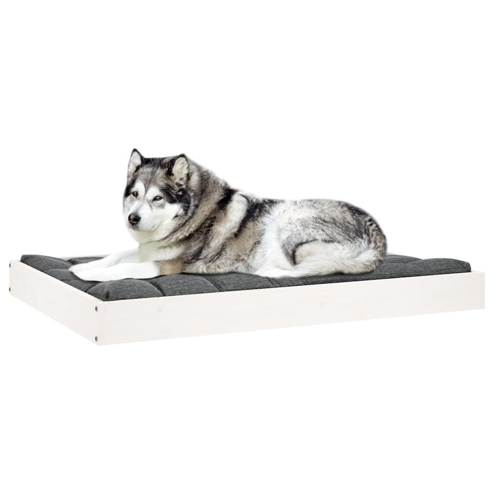 Dog Bed White Solid Pine Wood Medium Simple