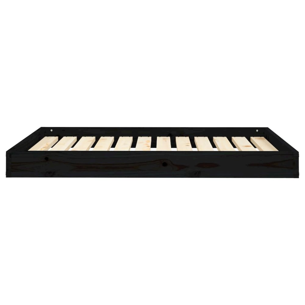 Dog Bed Black Solid Pine Wood Durable Rectangular 40W x 29.1D x 3.5H
