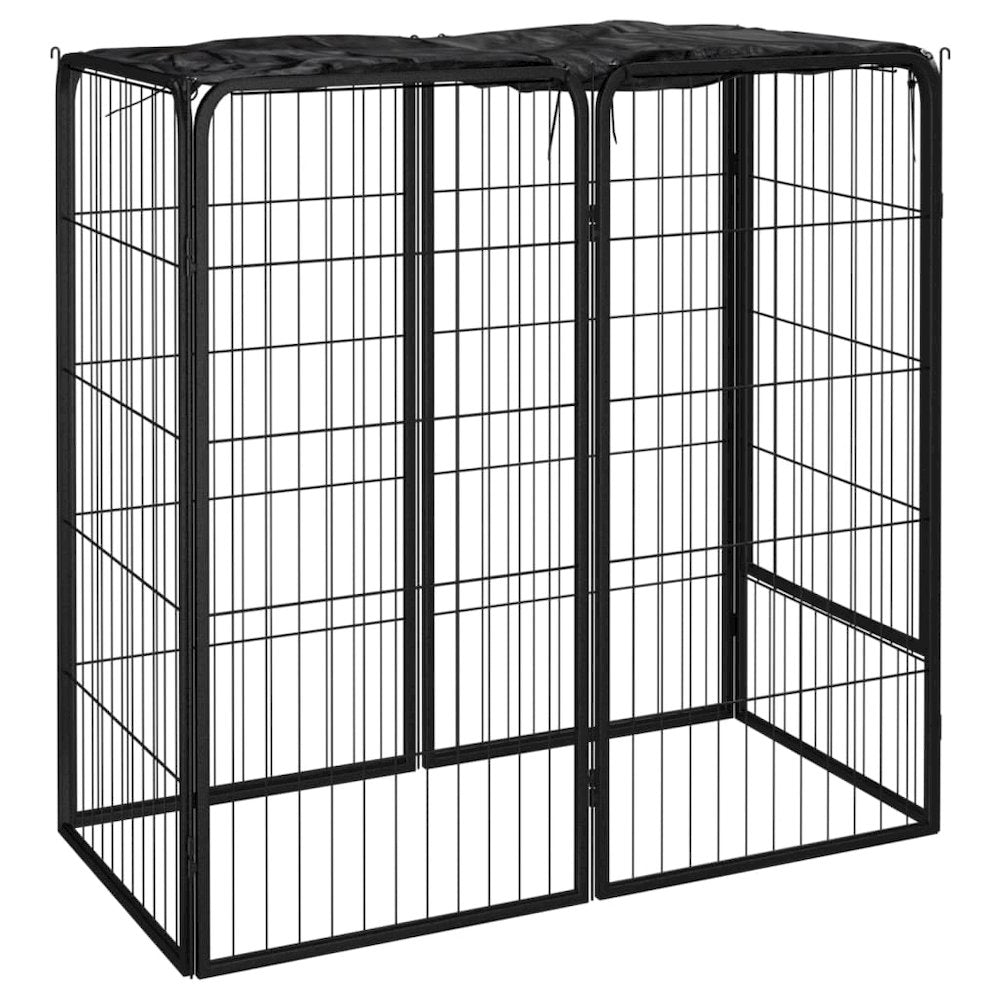 Dog Playpen Black Powder-Coated Steel, Polyethylene 19.7W x 39.4D x 39.4H