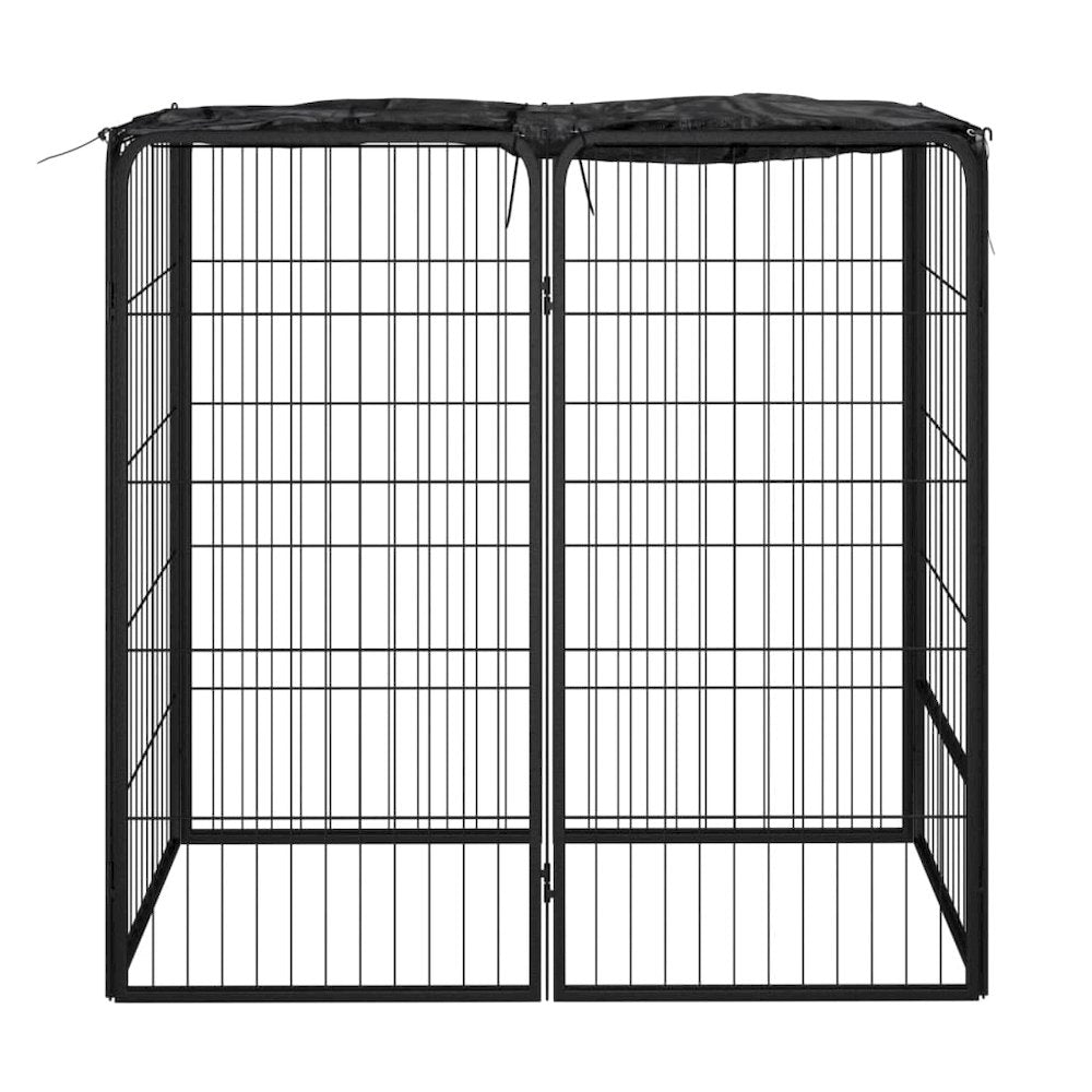 Dog Playpen Black Powder-Coated Steel, Polyethylene 19.7W x 39.4D x 39.4H