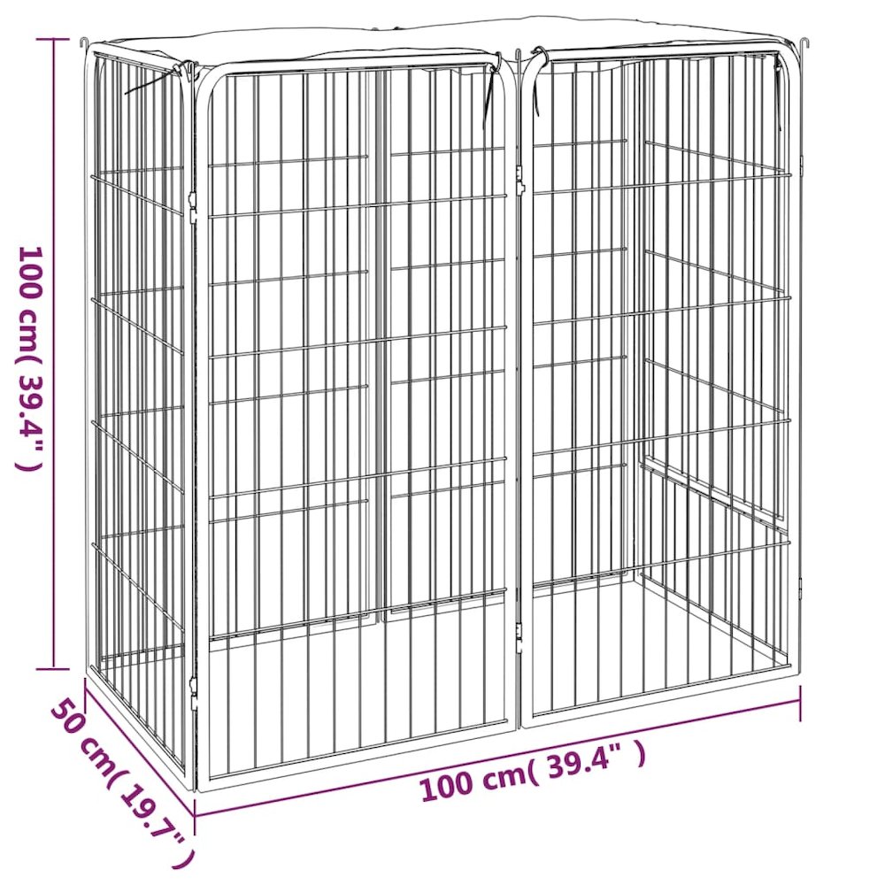 Dog Playpen Black Powder-Coated Steel, Polyethylene 19.7W x 39.4D x 39.4H