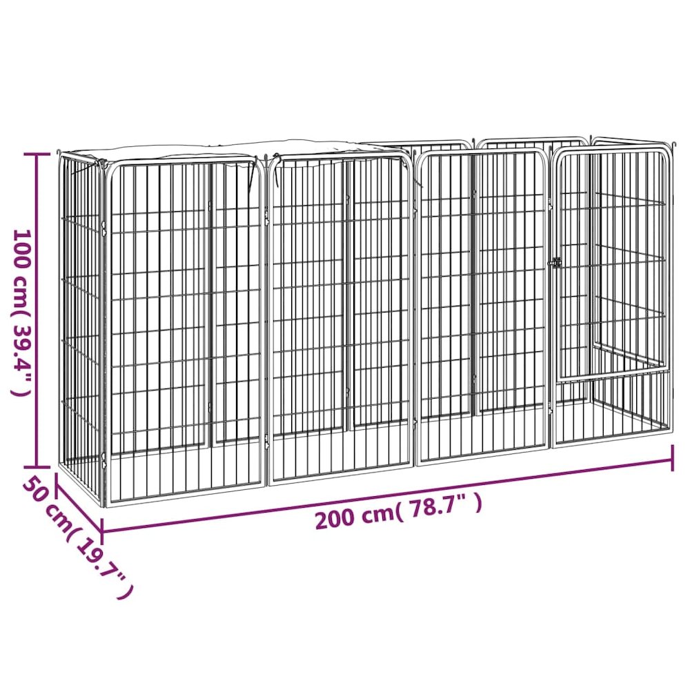 Dog Playpen Black Powder-Coated Steel, Polyethylene 19.7W x 78.7D x 39.4H