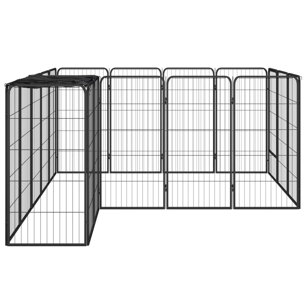 Dog Playpen Black Powder-Coated Steel Large Durable 78.7W x 98.4D x 39.4H