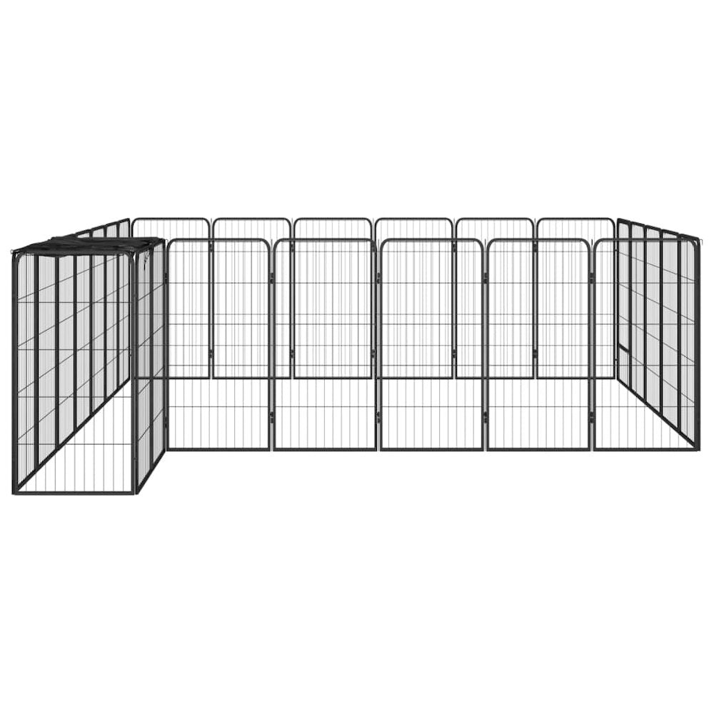 Dog Playpen Black Powder-Coated Steel Large 118.1W x 137.8D x 39.4H